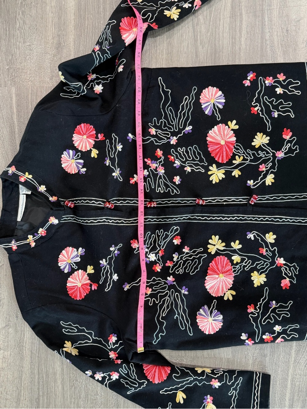 Draper’s & Damon’s Embroidered Jacket 1X Black Floral Beaded Toggle Cottagecore - Picture 12 of 12